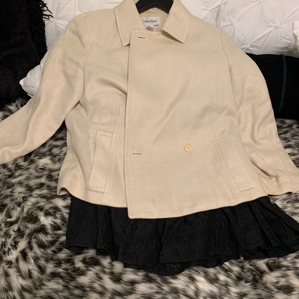 Calvin Klein Tweed Jacket and Eyelet skirt set